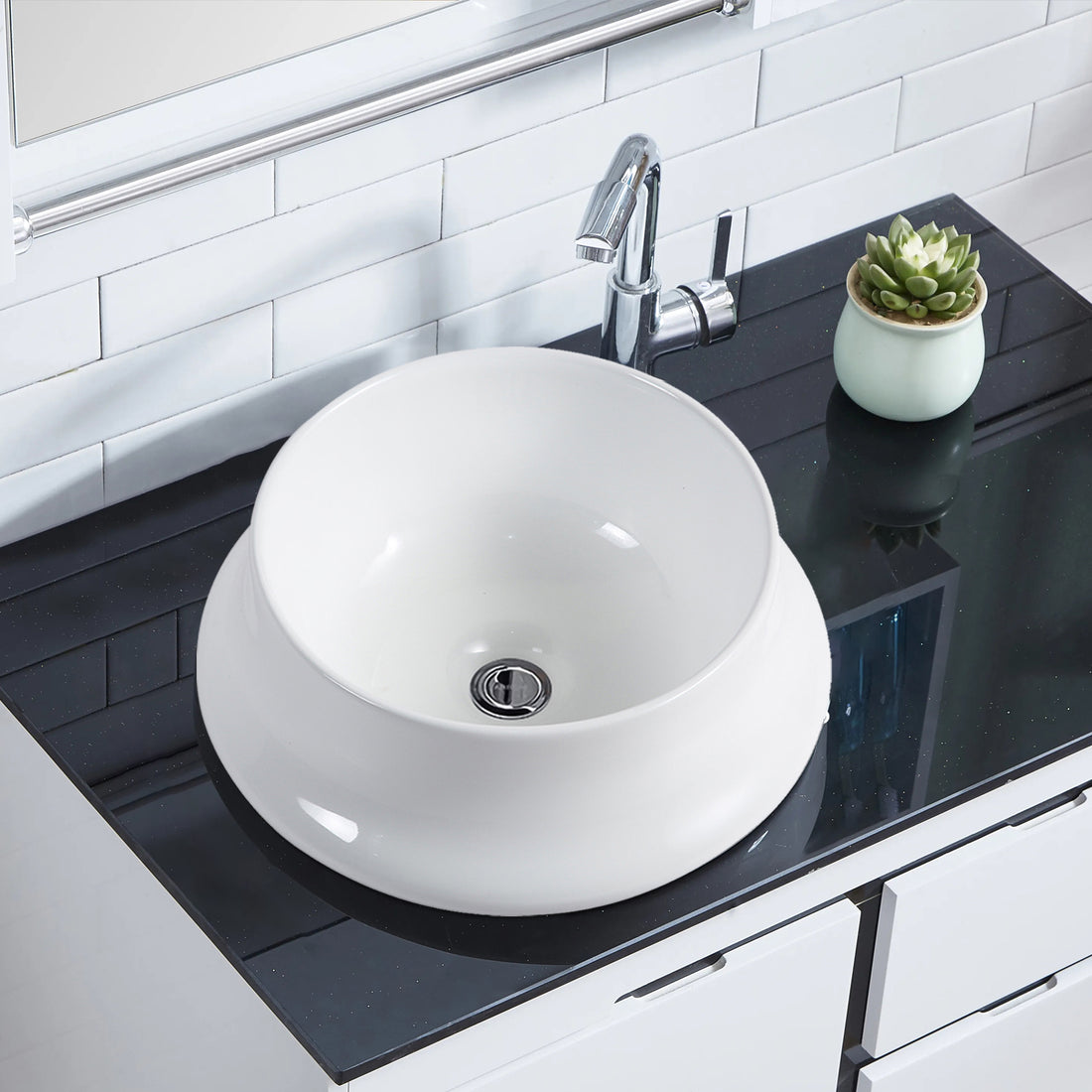 Vessel Bathroom Sink Basin In White Ceramic -