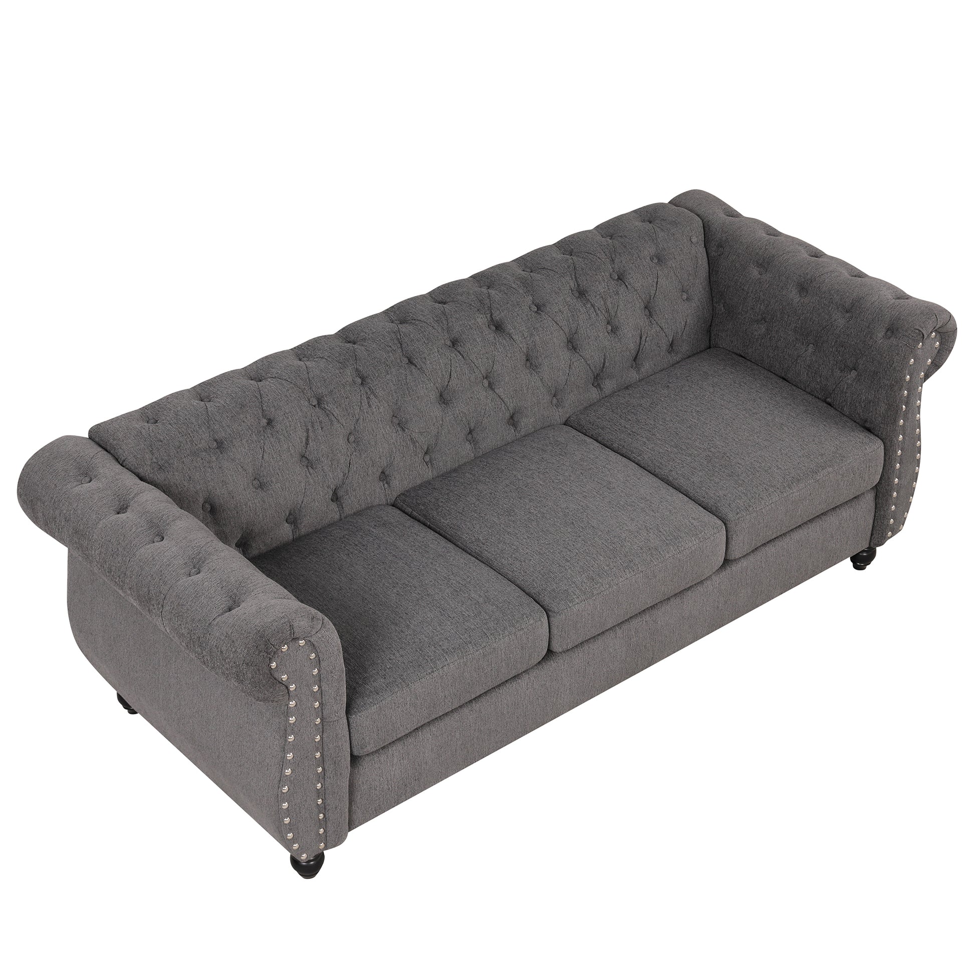 82" modern sofa Dutch plush upholstered sofa, solid gray-foam-polyester