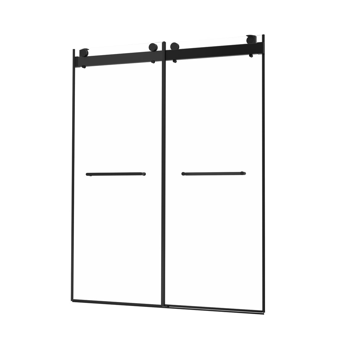 Frameless Double Sliding Shower, 57" 60" Width, 79" brushed nickel-glass