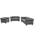 Modern three piece sofa set with solid wood legs gray-foam-polyester