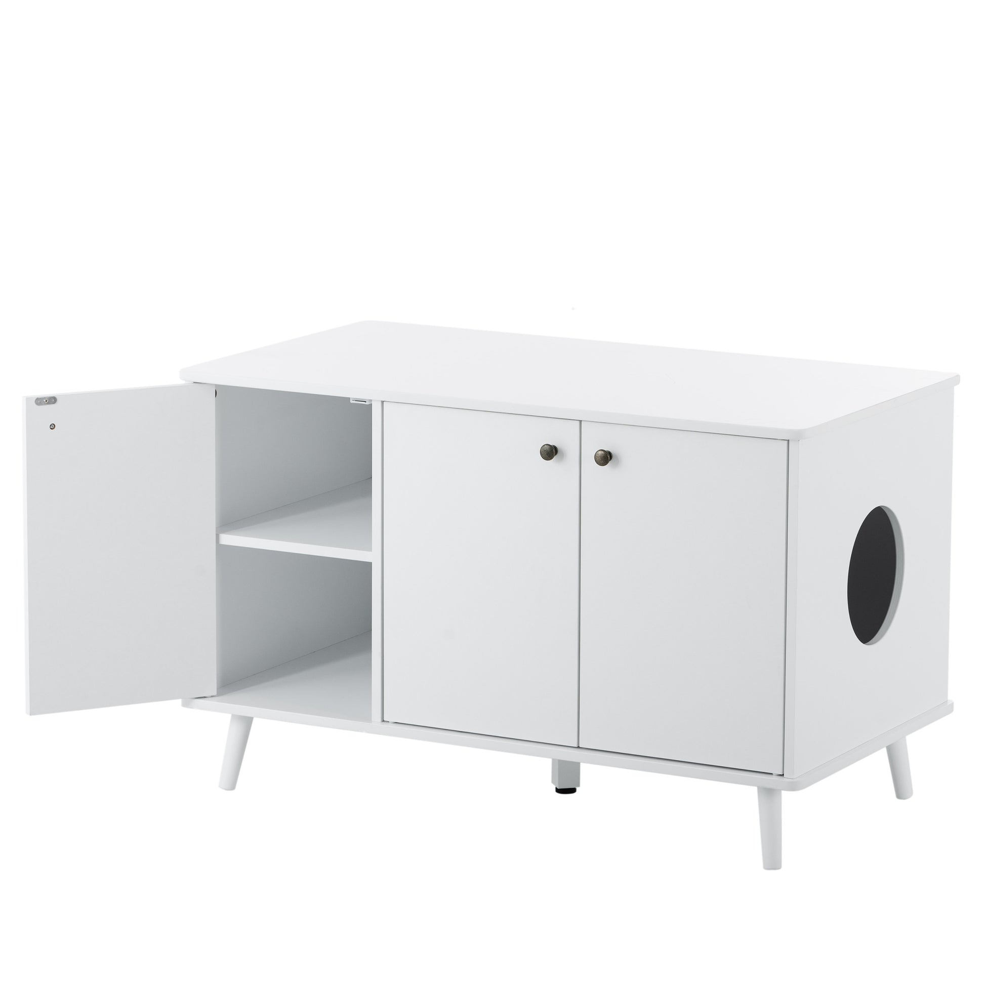 Litter Box Enclosure, Cat Litter Box Furniture with white-mdf