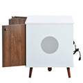 Litter Box Enclosure, Cat Litter Box Furniture with white+walnut-mdf