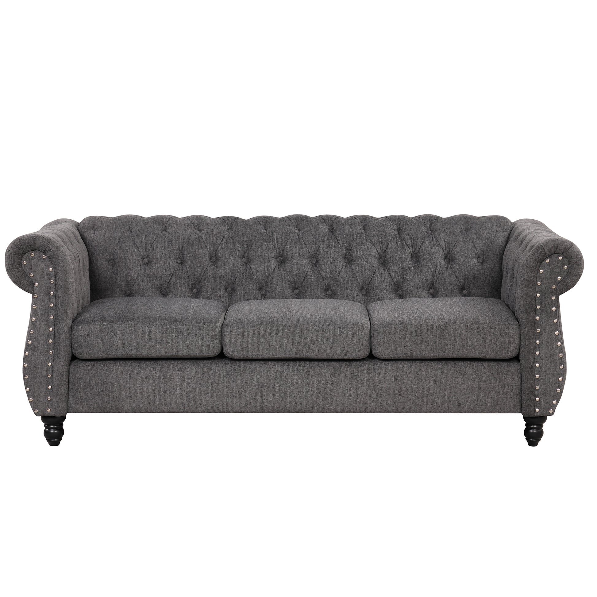 82" modern sofa Dutch plush upholstered sofa, solid gray-foam-polyester