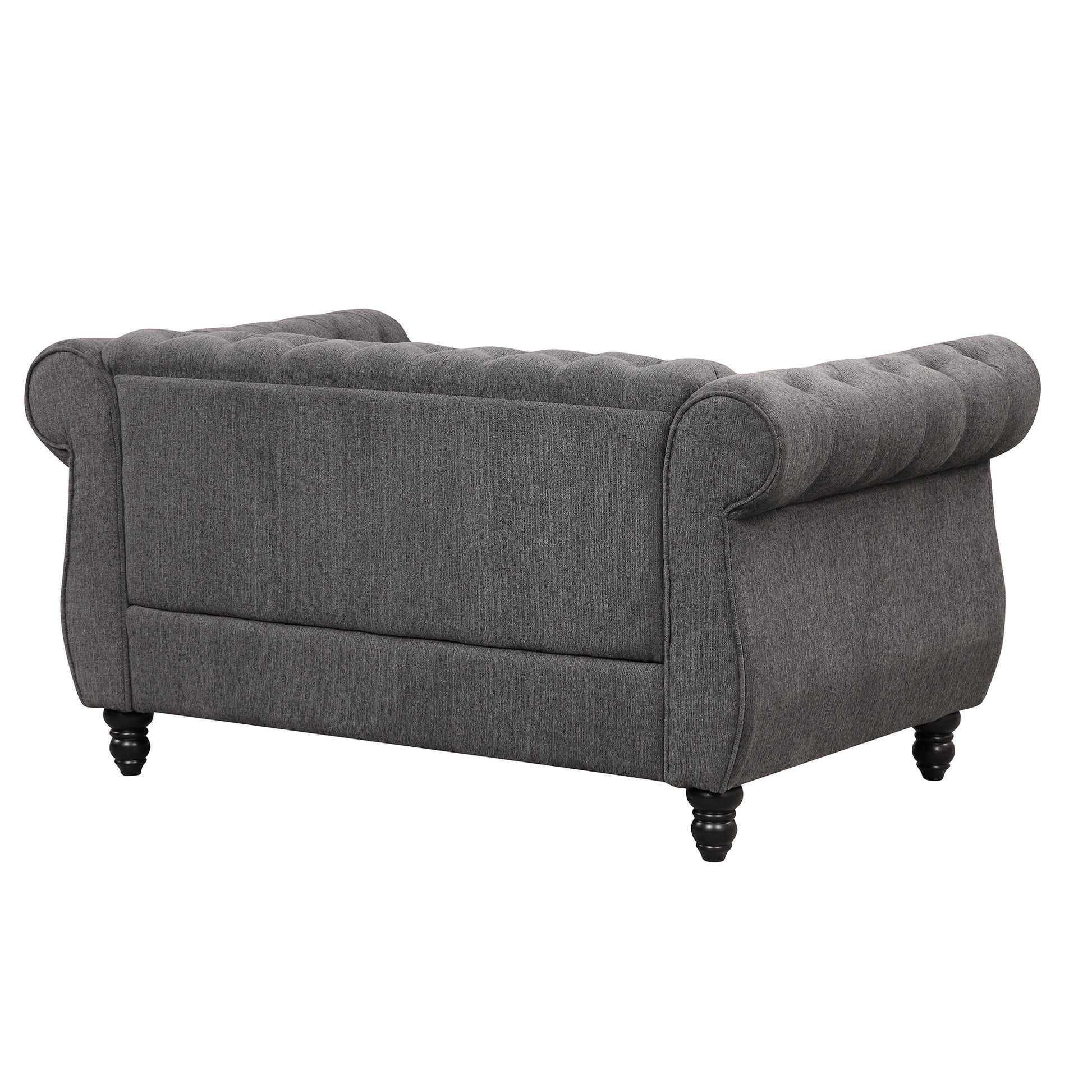 60" modern sofa Dutch plush upholstered sofa, solid gray-foam-polyester