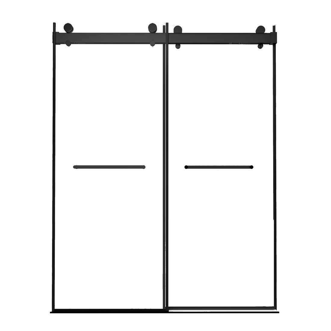 Frameless Double Sliding Shower, 69" 72" Width, 79" brushed nickel-glass