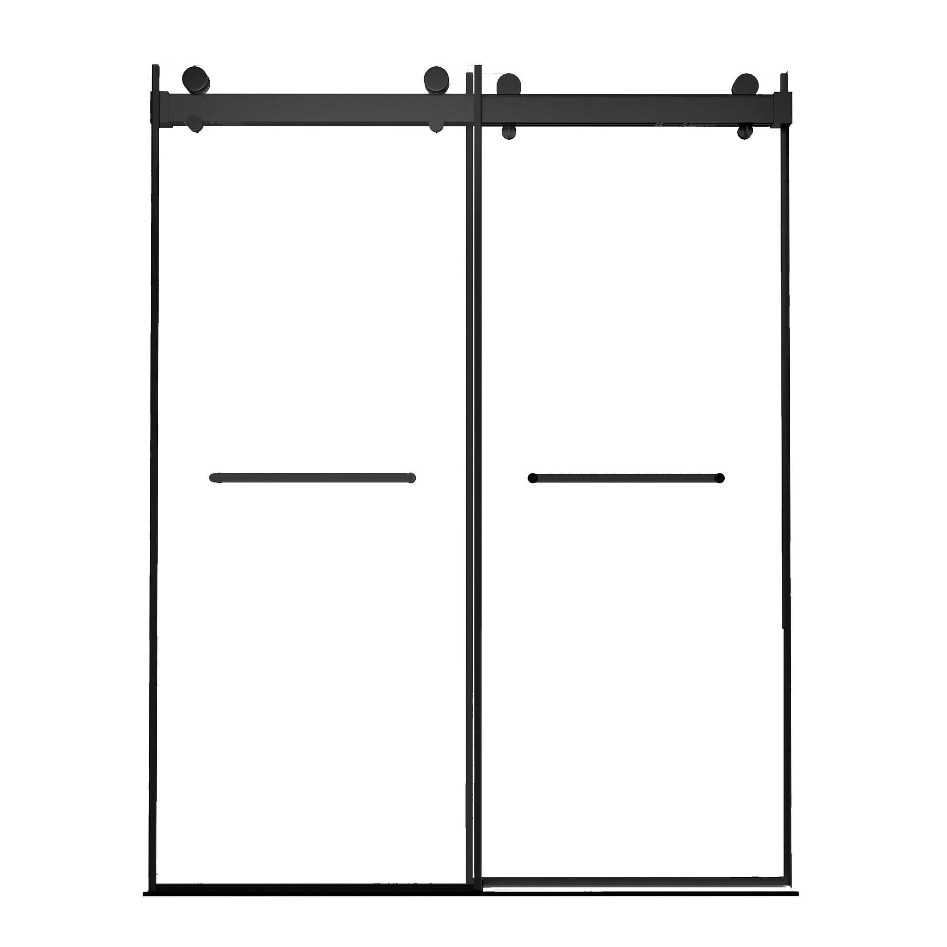 Frameless Double Sliding Shower, 69" 72" Width, 79" matte black-glass