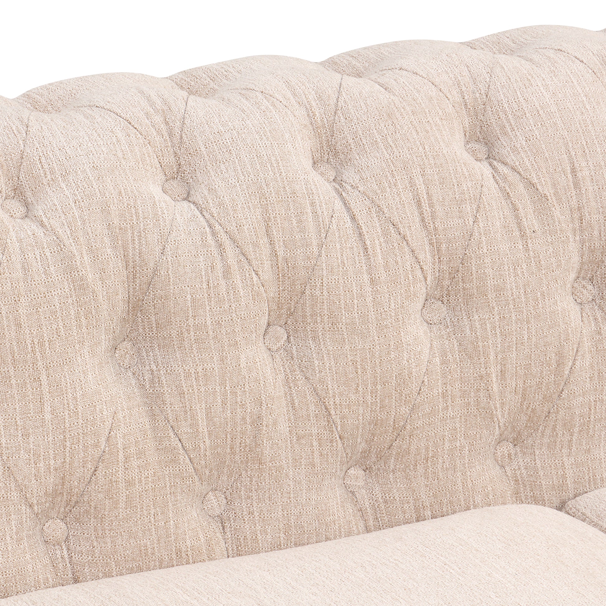 82" modern sofa Dutch plush upholstered sofa, solid beige-foam-polyester