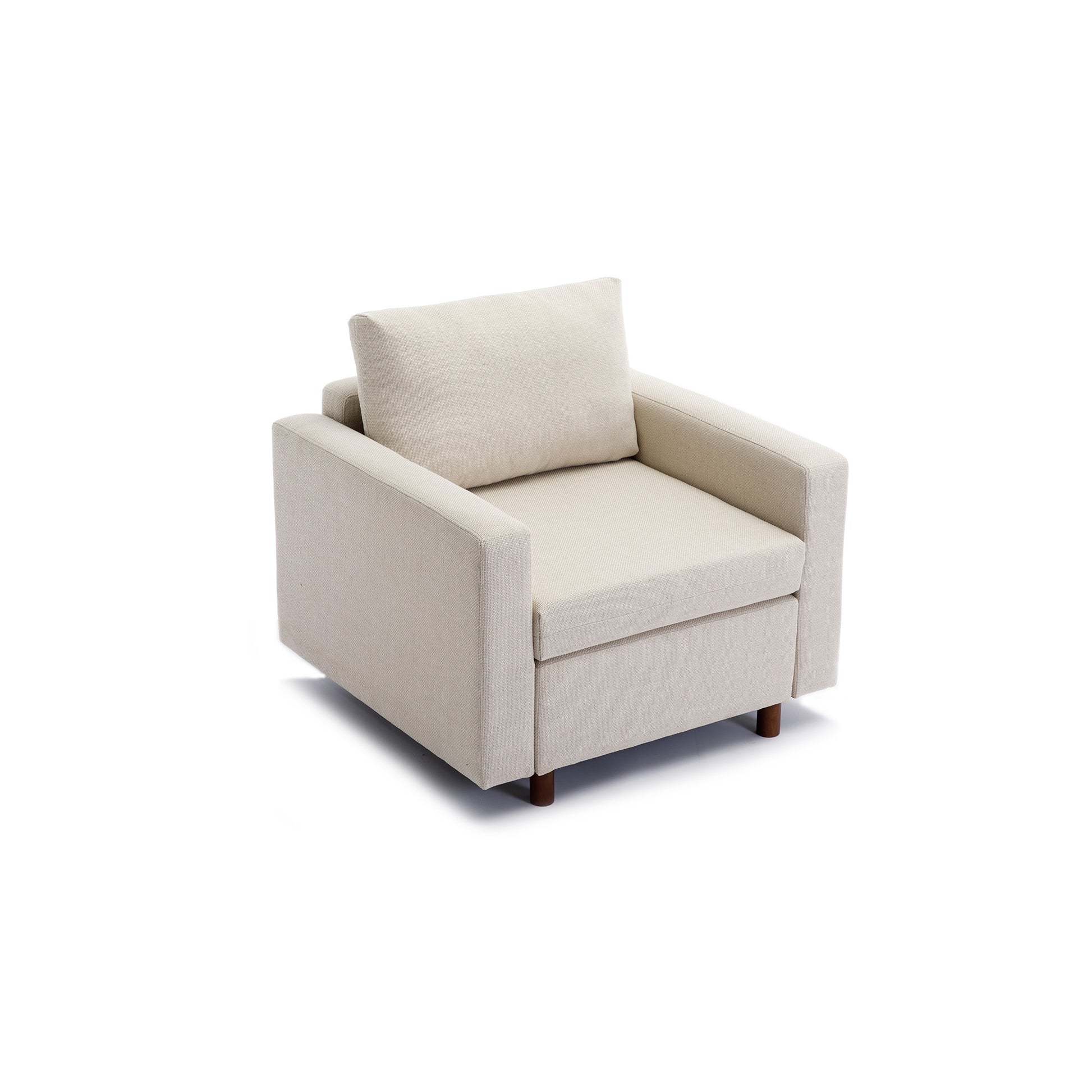 Single Seat Module Sofa Sectional Couch,Cushion Covers cream-linen-wood-primary living