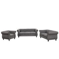 Modern three piece sofa set with solid wood legs gray-foam-polyester