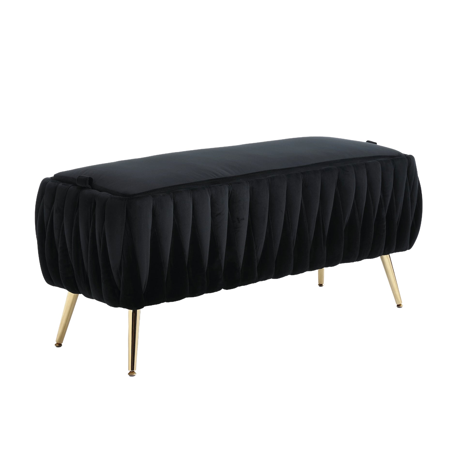 COOLMORE Storage Ottoman,Bedroom End Bench,Upholstered black-velvet