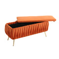 COOLMORE Storage Ottoman,Bedroom End Bench,Upholstered orange-velvet