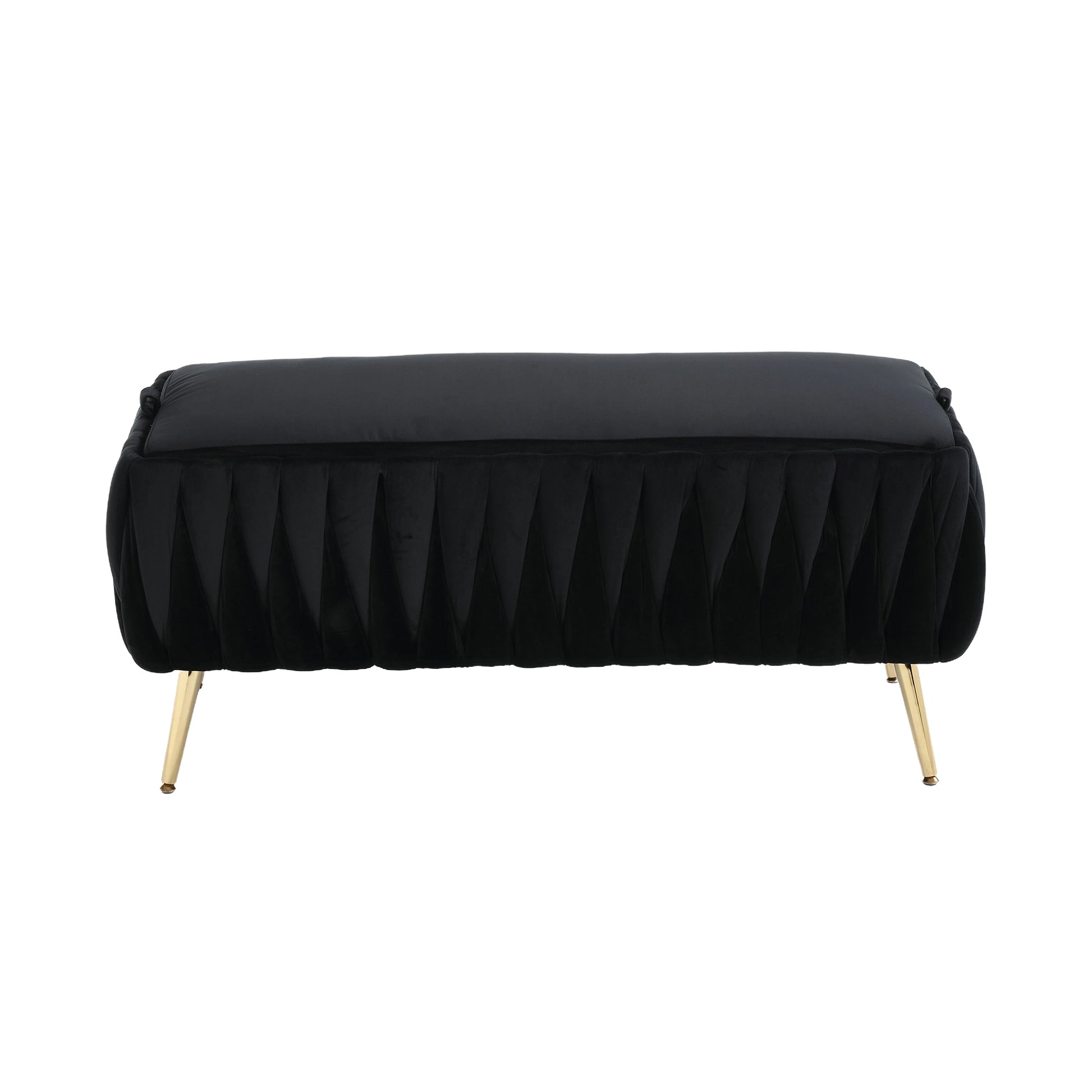 COOLMORE Storage Ottoman,Bedroom End Bench,Upholstered black-velvet