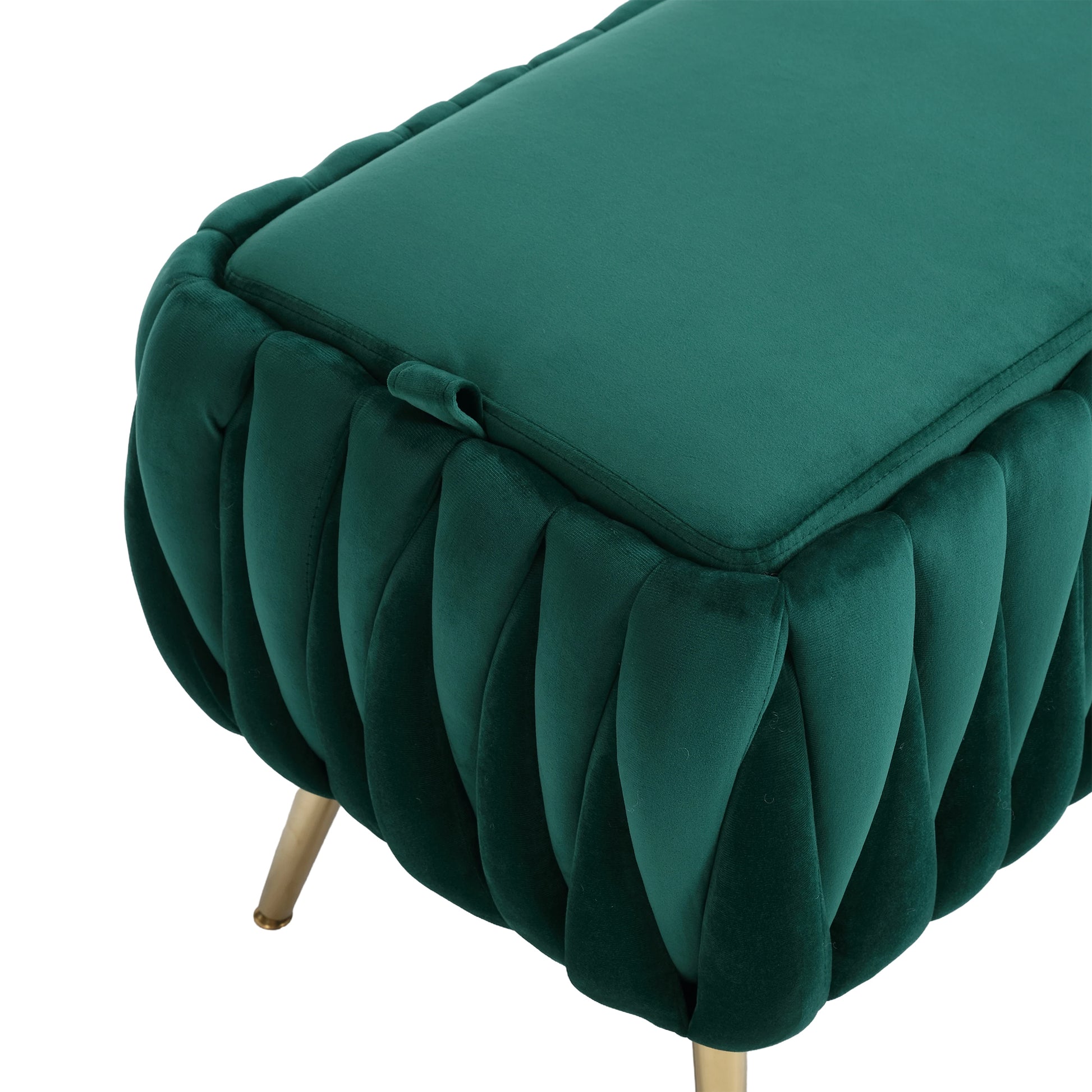 COOLMORE Storage Ottoman,Bedroom End Bench,Upholstered emerald-velvet