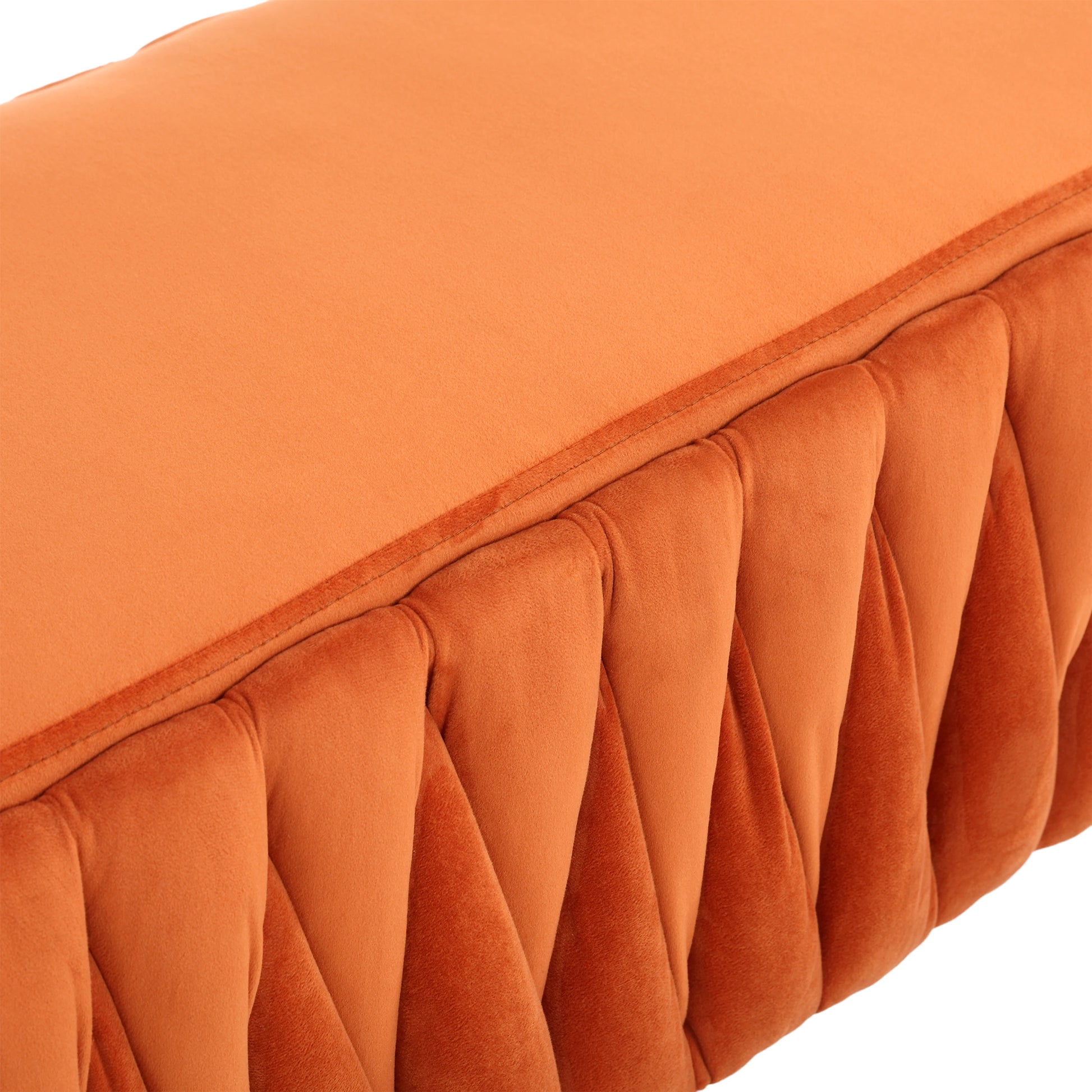 COOLMORE Storage Ottoman,Bedroom End Bench,Upholstered orange-velvet