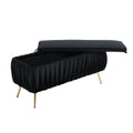 COOLMORE Storage Ottoman,Bedroom End Bench,Upholstered black-velvet