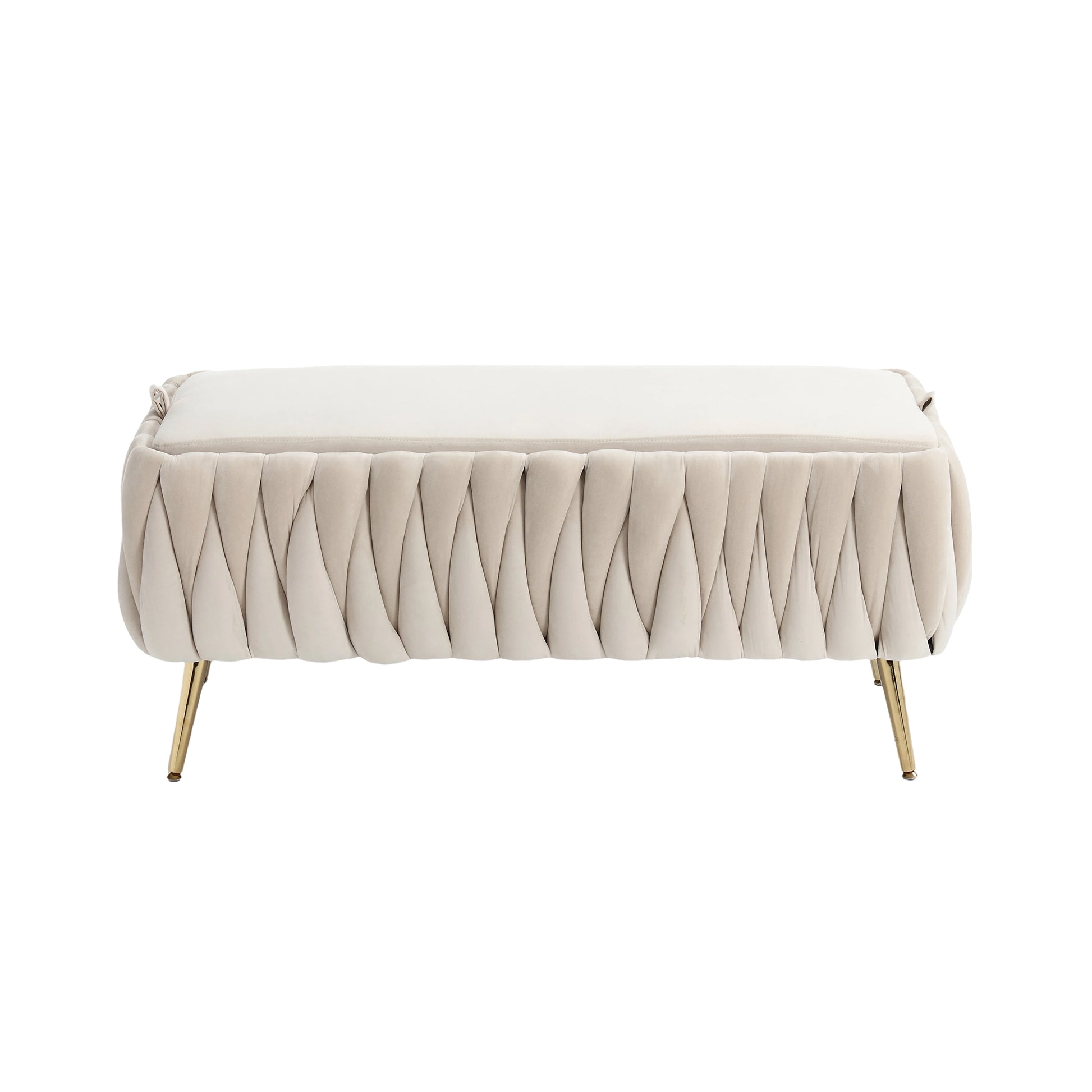 COOLMORE Storage Ottoman,Bedroom End Bench,Upholstered beige-velvet