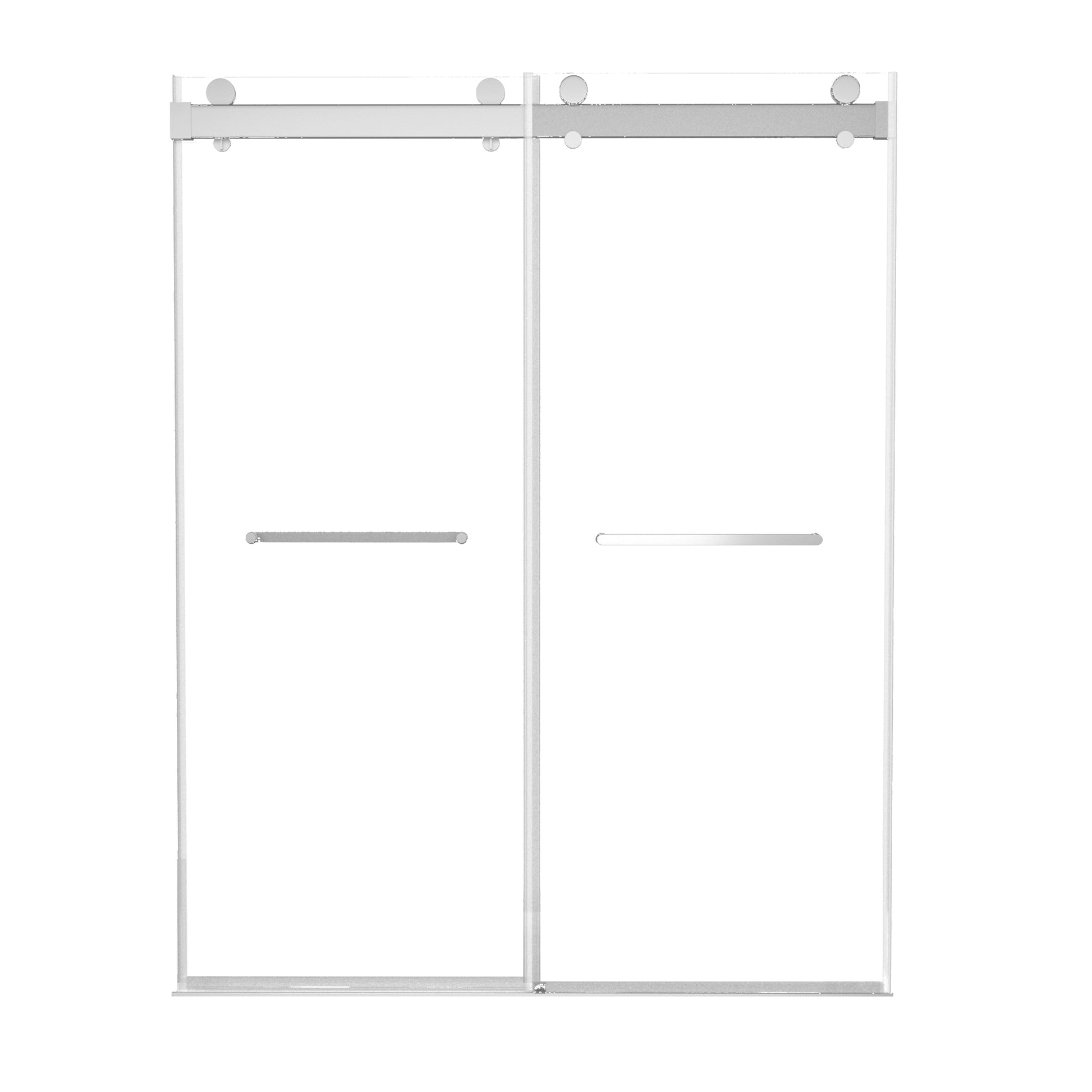 Frameless Double Sliding Shower, 69" 72" Width, 79" brushed nickel-glass