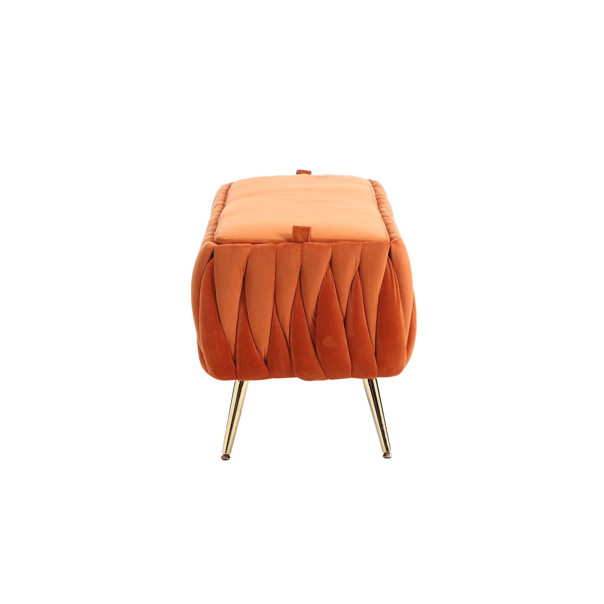 COOLMORE Storage Ottoman,Bedroom End Bench,Upholstered orange-velvet