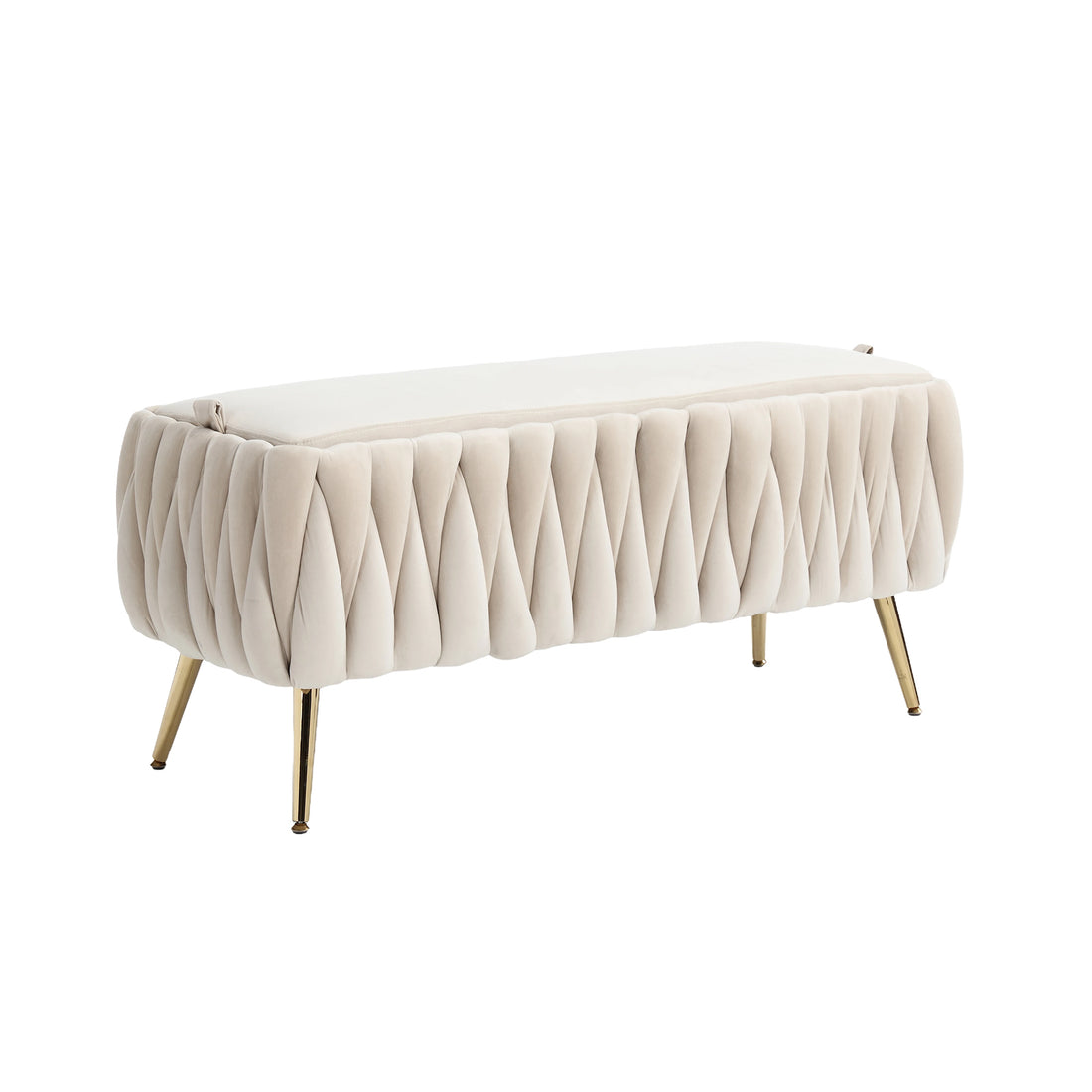 COOLMORE Storage Ottoman,Bedroom End Bench,Upholstered beige-velvet