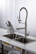 Kitchen Faucet with Pull Down Sprayer Brushed Nickel brushed nickel-kitchen-contemporary-ceramic-brass