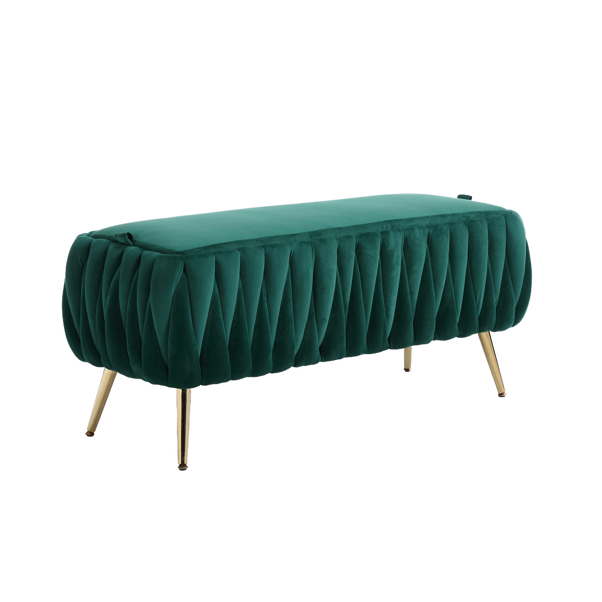 COOLMORE Storage Ottoman,Bedroom End Bench,Upholstered emerald-velvet