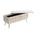 COOLMORE Storage Ottoman,Bedroom End Bench,Upholstered beige-velvet