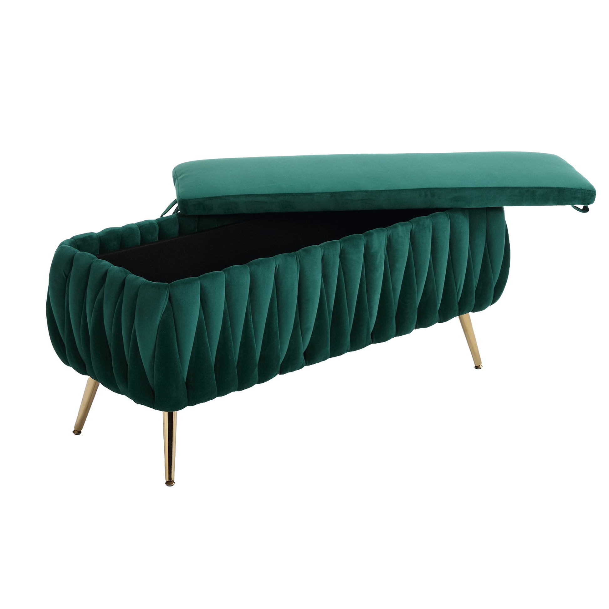 COOLMORE Storage Ottoman,Bedroom End Bench,Upholstered emerald-velvet