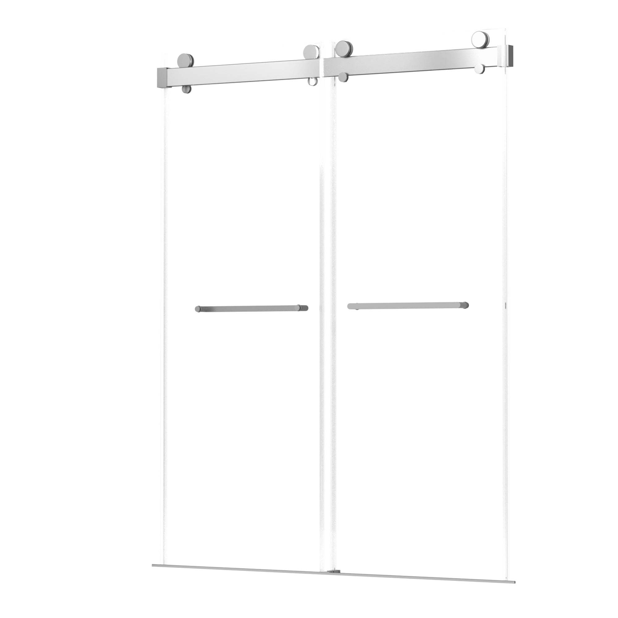 Frameless Double Sliding Shower, 69" 72" Width, 79" brushed nickel-glass