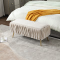 COOLMORE Storage Ottoman,Bedroom End Bench,Upholstered beige-velvet