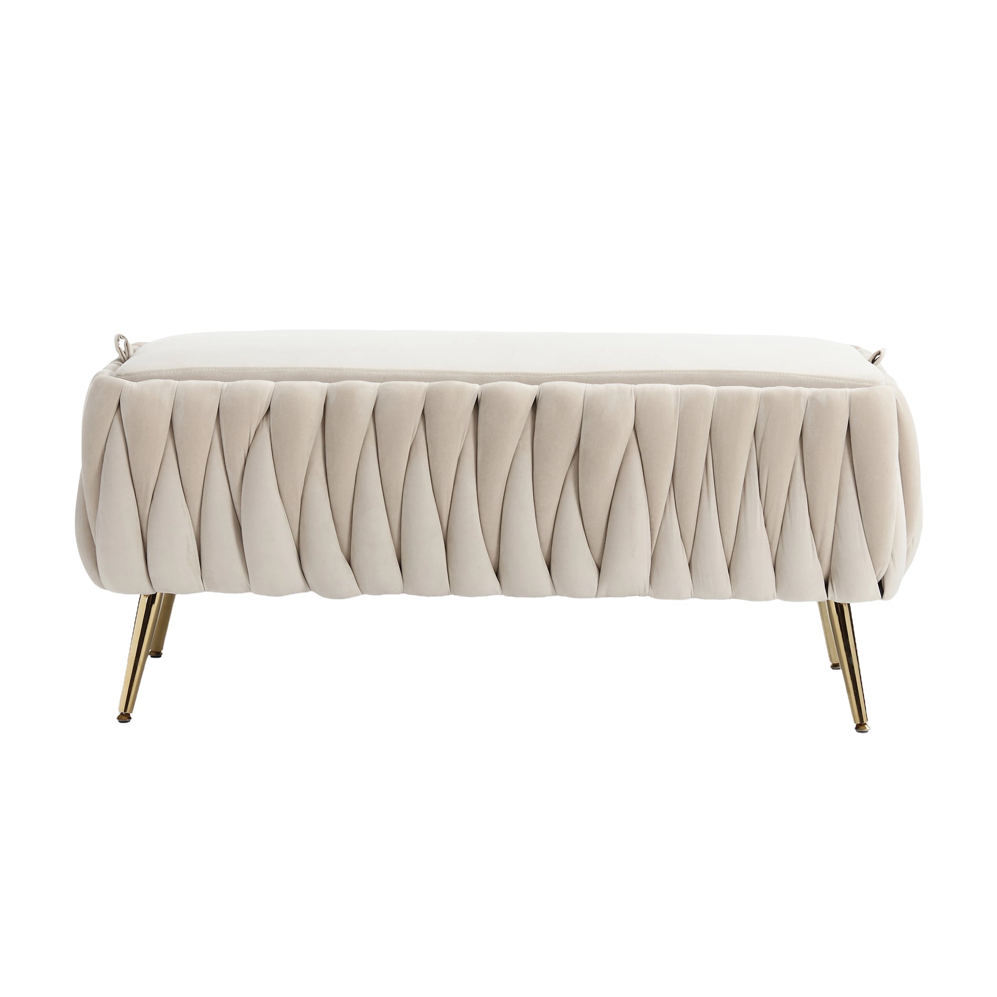 COOLMORE Storage Ottoman,Bedroom End Bench,Upholstered beige-velvet