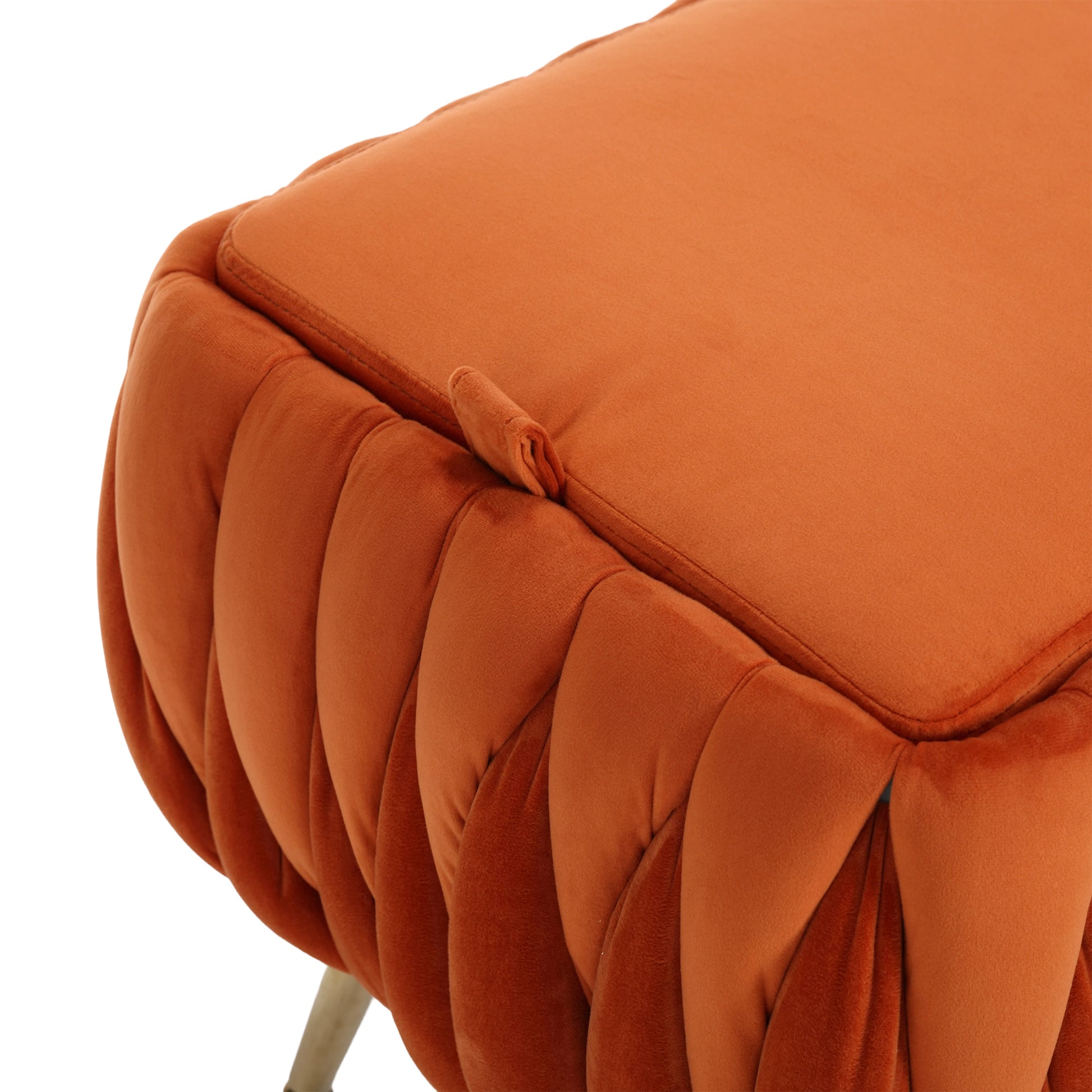 COOLMORE Storage Ottoman,Bedroom End Bench,Upholstered orange-velvet