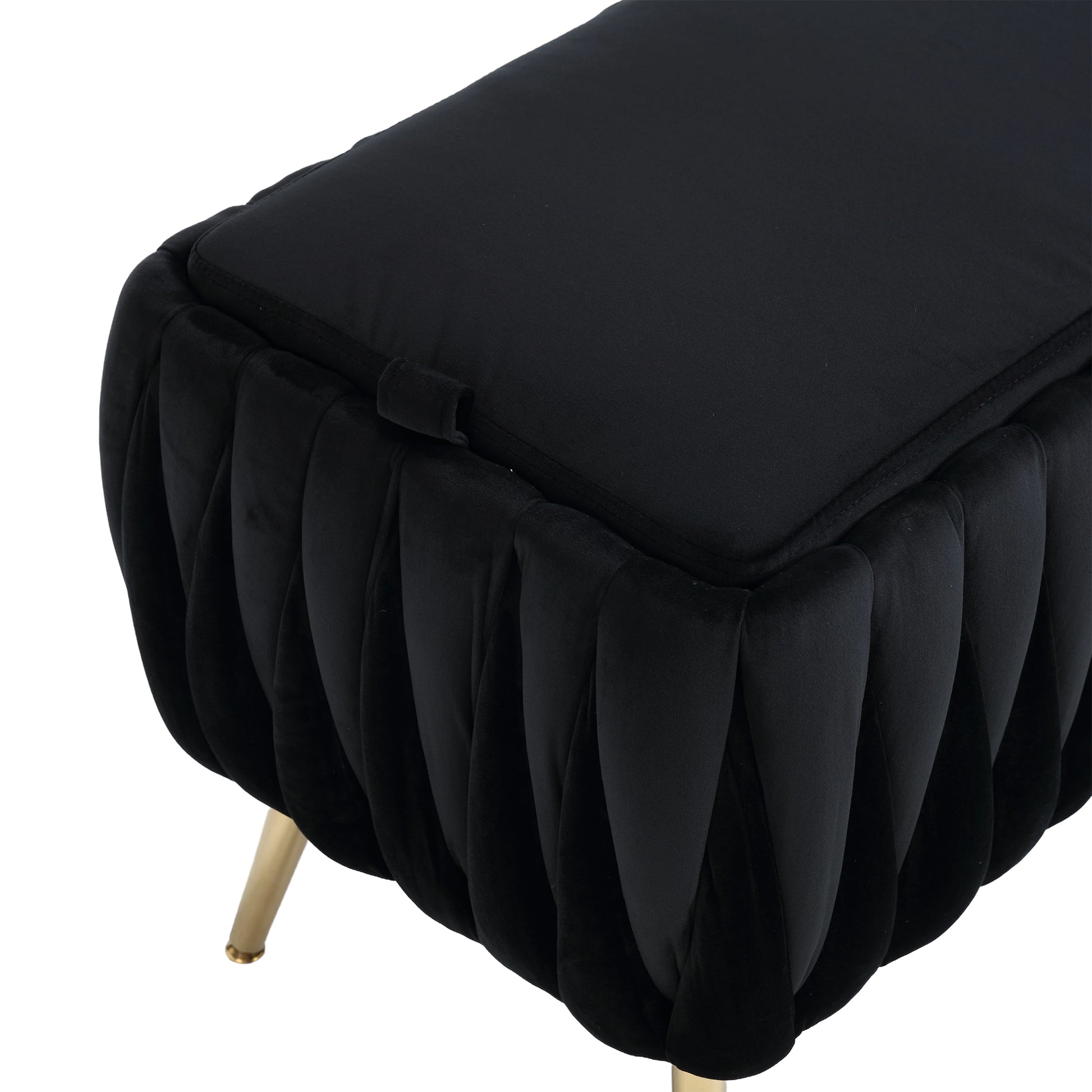 COOLMORE Storage Ottoman,Bedroom End Bench,Upholstered black-velvet