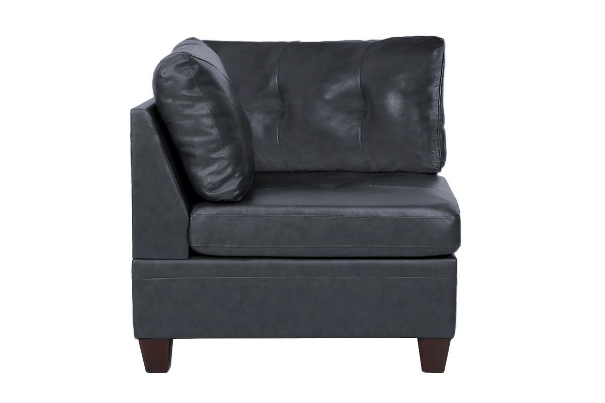 Genuine Leather Black Tufted 6pc Sectional Set 2x black-genuine leather-wood-primary living