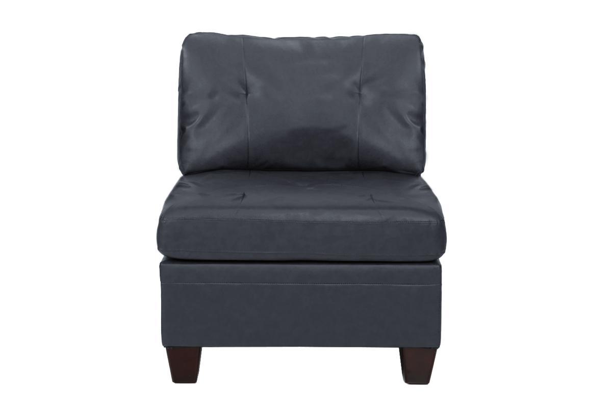 Contemporary Genuine Leather 1pc Armless Chair Black black-primary living