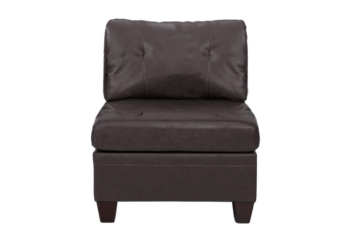 Contemporary Genuine Leather 1pc Armless Chair Dark coffee-genuine leather-primary living