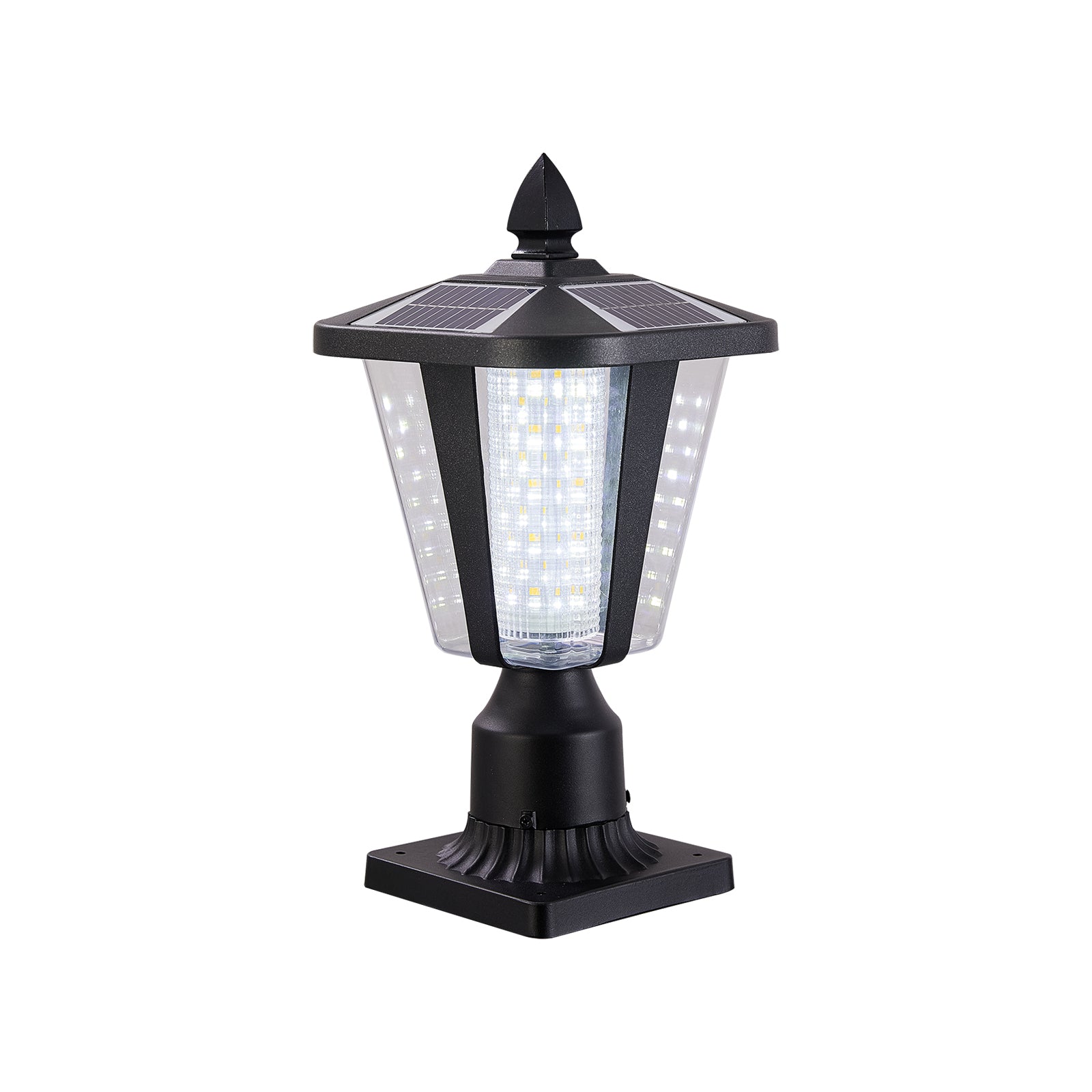 Solar Column Headlights With Dimmable LED black-pc-aluminium