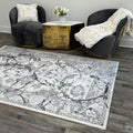 Penina Luxury Area Rug in Gray with Silver Circles multicolor-polyester