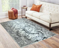 Penina Luxury Area Rug in Gray with Silver Circles multicolor-polyester