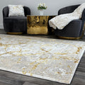 Penina Luxury Area Rug in Beige and Gray with Gold multicolor-polyester