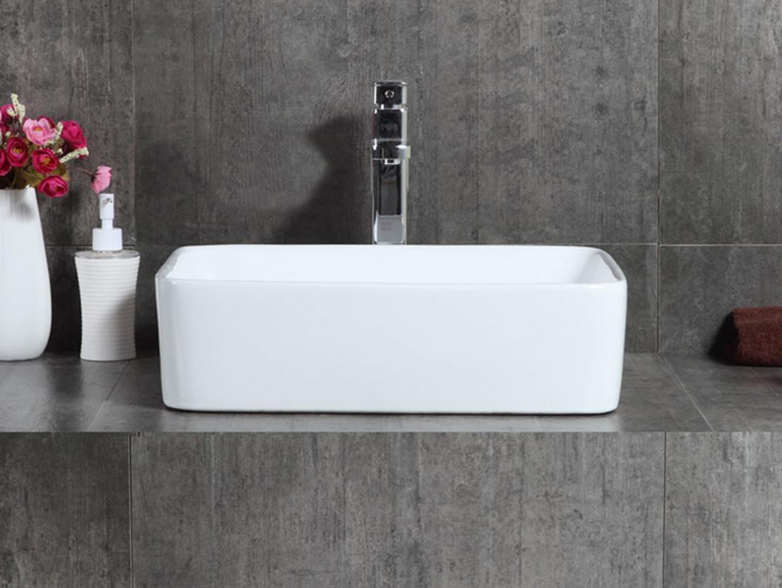 Vessel Bathroom Sink Basin in White Ceramic