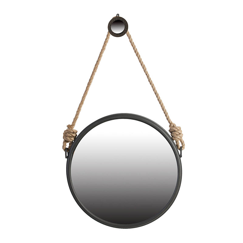 29.5" in On trend Hanging Round Mirror with Black black-iron