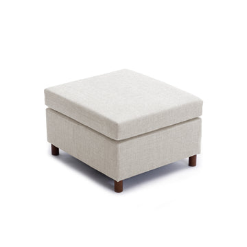 Single Movable Ottoman for Modular Sectional Sofa cream-wood-primary living