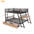 Full Size Metal Bunk Bed With Built In Desk,