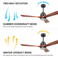 52 inch wood Ceiling Fan with Lights black brown-metal