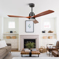 52 inch wood Ceiling Fan with Lights black brown-metal