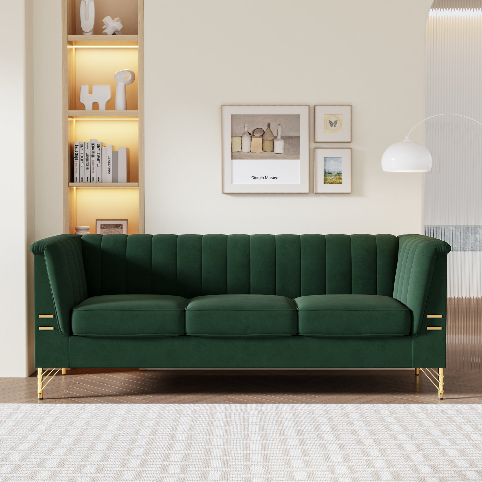 FX P82 GR sofa 82.67'' W Velvet Sofa, Mid Century Sofa green-velvet