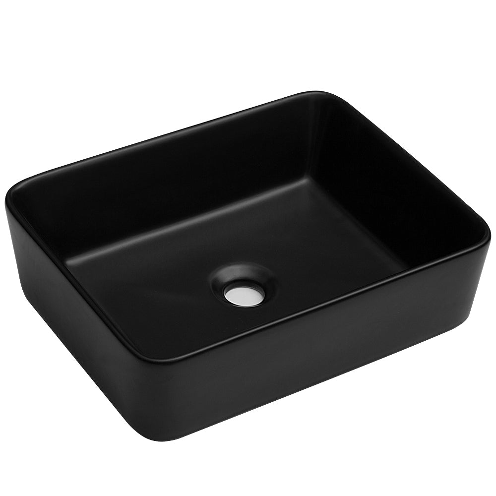 19"x15" Black Ceramic Rectangular Vessel Bathroom Sink black-ceramic