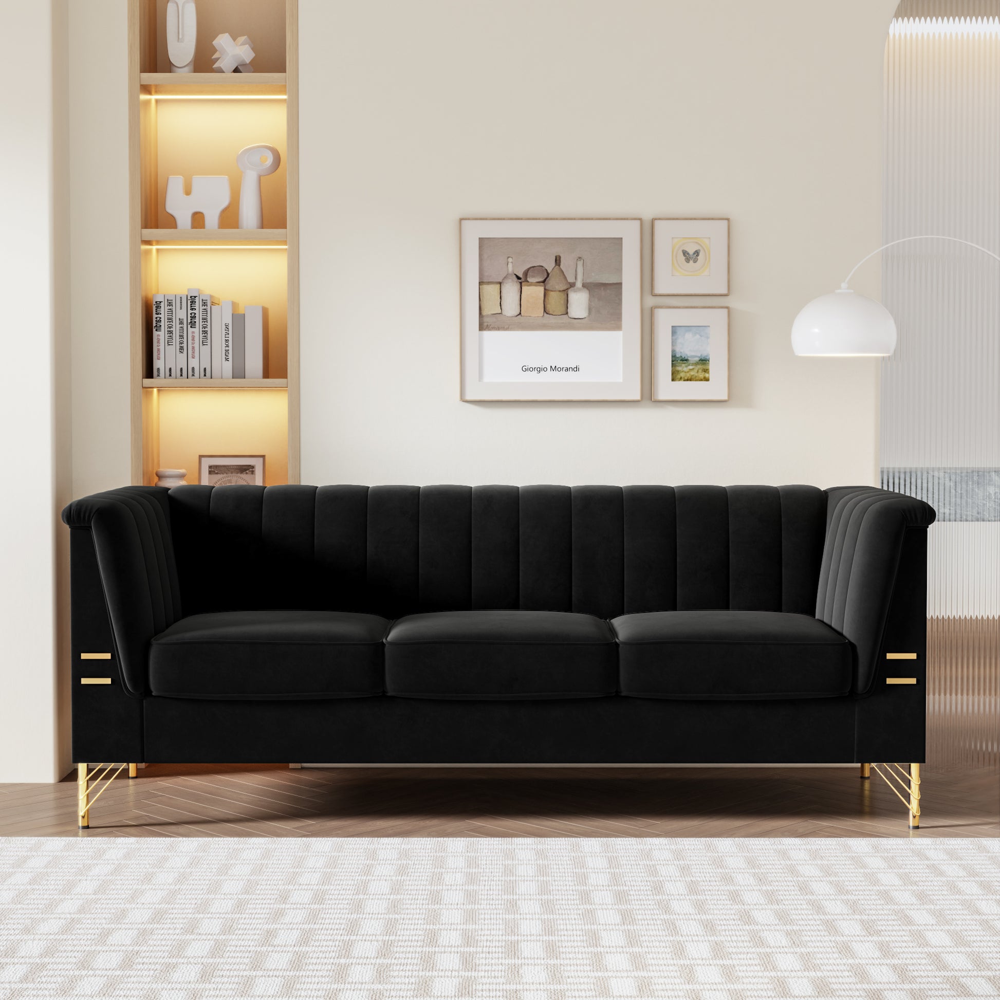 FX P82 BK SOFA Modern Sofa Couches for Living Room black-velvet