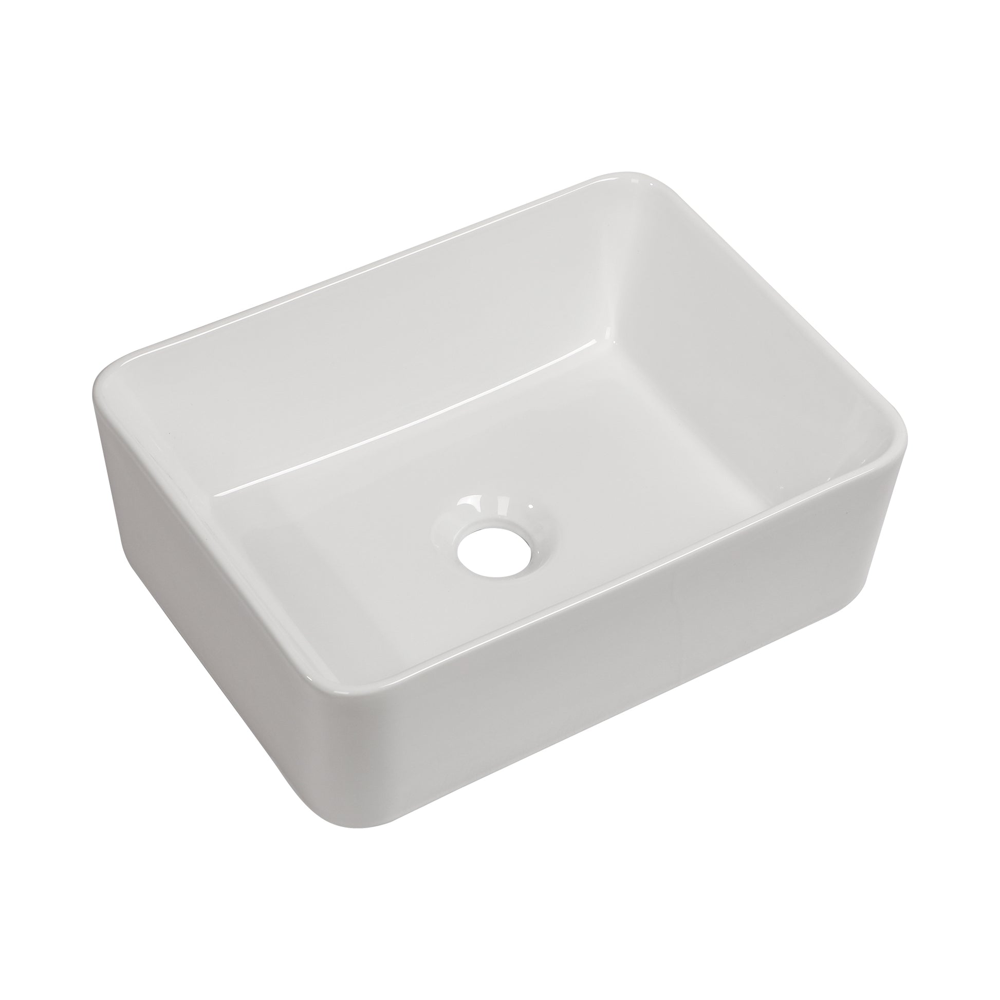 16"x12" White Ceramic Rectangular Vessel Bathroom Sink white-ceramic