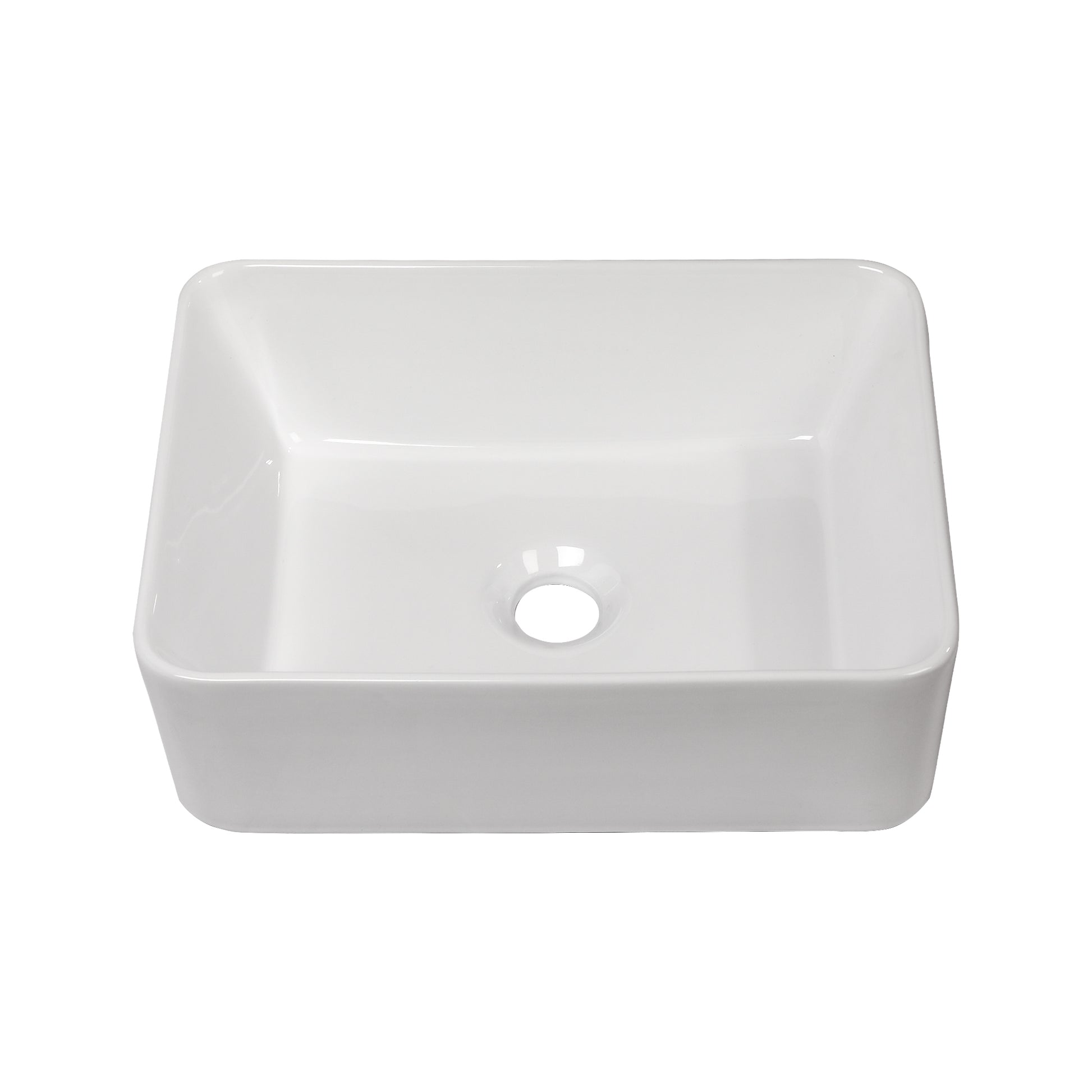 16"x12" White Ceramic Rectangular Vessel Bathroom Sink white-ceramic